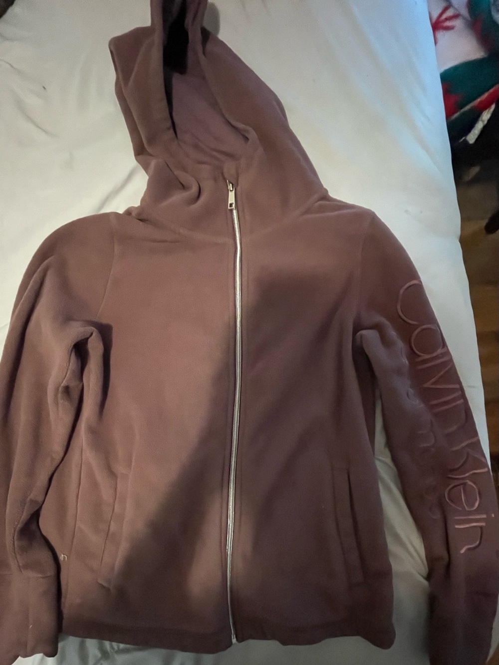 Calvin Klein Women's Mauve Zip Front Hoodie Jacket